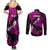 Hawaii Maui Couples Matching Summer Maxi Dress and Long Sleeve Button Shirts Polynesian Fish Hook Hibiscus Pink Version LT05 - Polynesian Pride