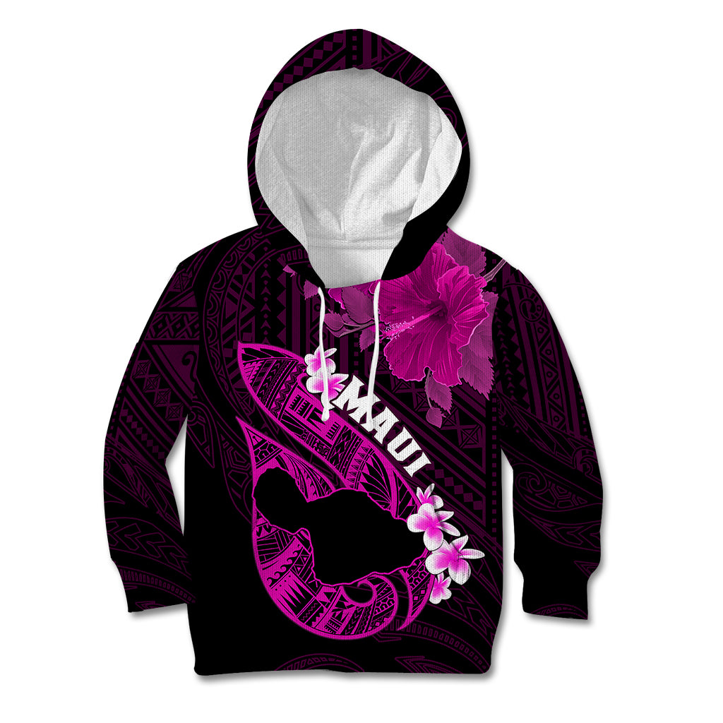 Hawaii Maui Kid Hoodie Polynesian Fish Hook Hibiscus Pink Version LT05 Pink - Polynesian Pride