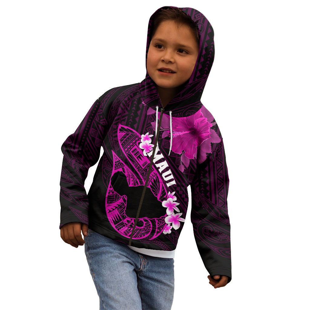 Personalized Hawaii Maui Kid Hoodie Polynesian Fish Hook Hibiscus Pink Version LT05 - Polynesian Pride