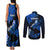 Hawaii Maui Couples Matching Tank Maxi Dress and Long Sleeve Button Shirts Polynesian Fish Hook Hibiscus Blue Version LT05 - Polynesian Pride