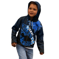 Hawaii Maui Kid Hoodie Polynesian Fish Hook Hibiscus Blue Version LT05 - Polynesian Pride