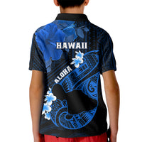 Hawaii Maui Kid Polo Shirt Polynesian Fish Hook Hibiscus Blue Version LT05 - Polynesian Pride