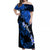 Hawaii Maui Off Shoulder Maxi Dress Polynesian Fish Hook Hibiscus Blue Version LT05 Women Blue - Polynesian Pride