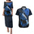 Personalized Hawaii Maui Couples Matching Puletasi Dress and Hawaiian Shirt Polynesian Fish Hook Hibiscus Blue Version LT05 Blue - Polynesian Pride