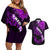 Hawaii Maui Couples Matching Off Shoulder Short Dress and Hawaiian Shirt Polynesian Fish Hook Hibiscus Purple Version LT05 Purple - Polynesian Pride