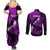 Hawaii Maui Couples Matching Summer Maxi Dress and Long Sleeve Button Shirts Polynesian Fish Hook Hibiscus Purple Version LT05 - Polynesian Pride