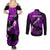 Personalized Hawaii Maui Couples Matching Summer Maxi Dress and Long Sleeve Button Shirts Polynesian Fish Hook Hibiscus Purple Version LT05 - Polynesian Pride
