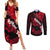 Hawaii Maui Couples Matching Summer Maxi Dress and Long Sleeve Button Shirts Polynesian Fish Hook Hibiscus Red Version LT05 Red - Polynesian Pride