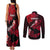 Hawaii Maui Couples Matching Tank Maxi Dress and Long Sleeve Button Shirts Polynesian Fish Hook Hibiscus Red Version LT05 - Polynesian Pride
