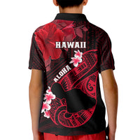 Hawaii Maui Kid Polo Shirt Polynesian Fish Hook Hibiscus Red Version LT05 - Polynesian Pride
