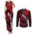 Personalized Hawaii Maui Couples Matching Tank Maxi Dress and Long Sleeve Button Shirts Polynesian Fish Hook Hibiscus Red Version LT05 Red - Polynesian Pride