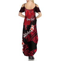 Personalized Hawaii Maui Summer Maxi Dress Polynesian Fish Hook Hibiscus Red Version LT05 - Polynesian Pride