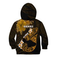 Hawaii Maui Kid Hoodie Polynesian Fish Hook Hibiscus Gold Version LT05 - Polynesian Pride