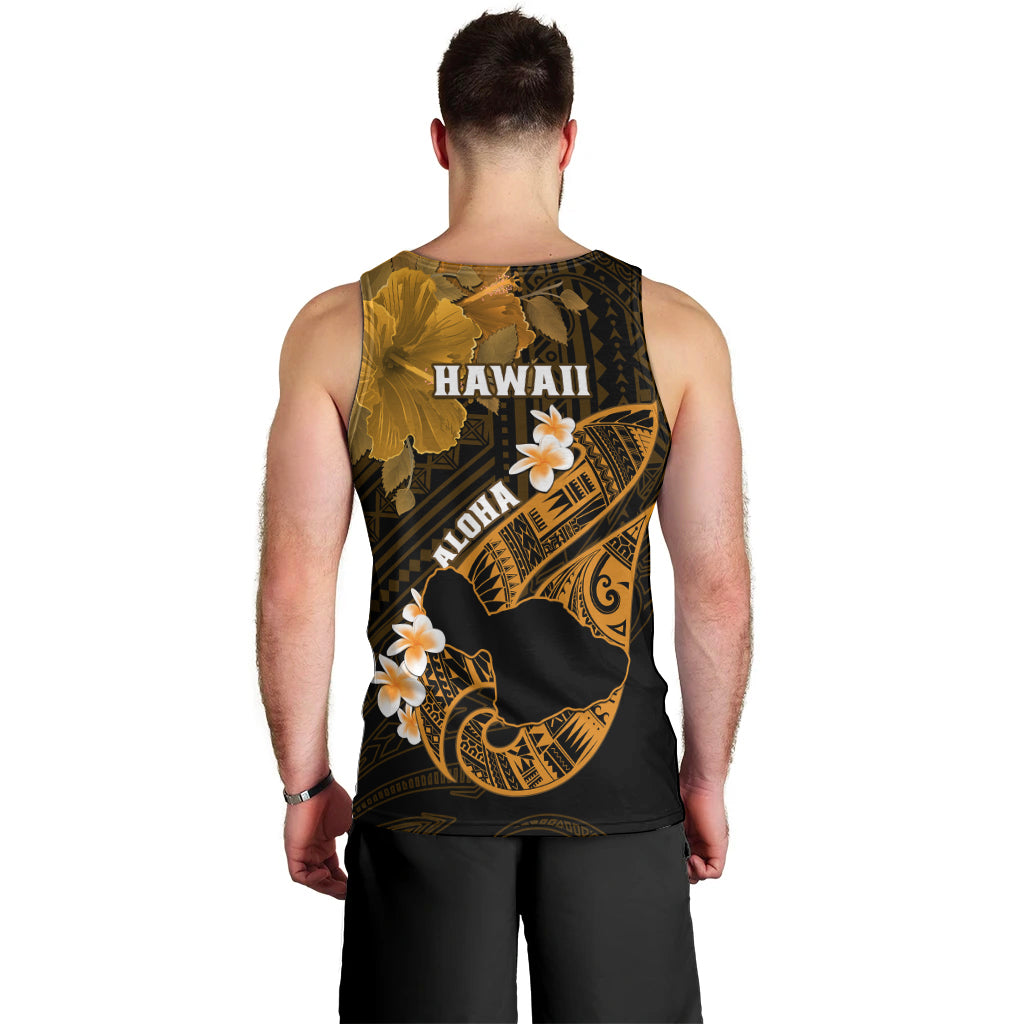 Hawaii Maui Men Tank Top Polynesian Fish Hook Hibiscus Gold Version LT05 - Polynesian Pride