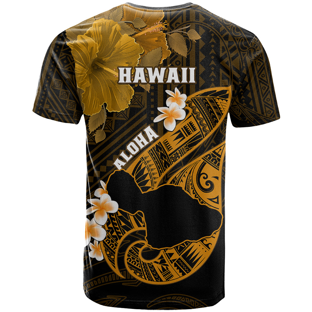 Hawaii Maui T Shirt Polynesian Fish Hook Hibiscus Gold Version LT05 - Polynesian Pride