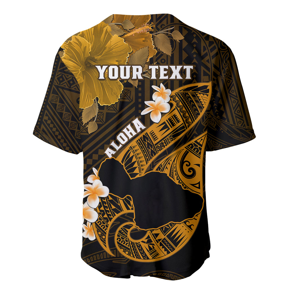Personalized Hawaii Maui Baseball Jersey Polynesian Fish Hook Hibiscus Gold Version LT05 - Polynesian Pride