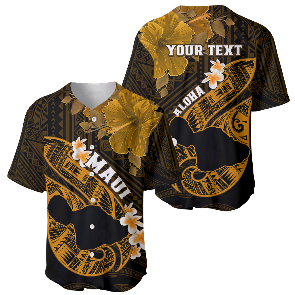 Personalized Hawaii Maui Baseball Jersey Polynesian Fish Hook Hibiscus Gold Version LT05 - Polynesian Pride