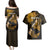 Personalized Hawaii Maui Couples Matching Puletasi Dress and Hawaiian Shirt Polynesian Fish Hook Hibiscus Gold Version LT05 - Polynesian Pride