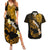 Personalized Hawaii Maui Couples Matching Summer Maxi Dress and Hawaiian Shirt Polynesian Fish Hook Hibiscus Gold Version LT05 Gold - Polynesian Pride