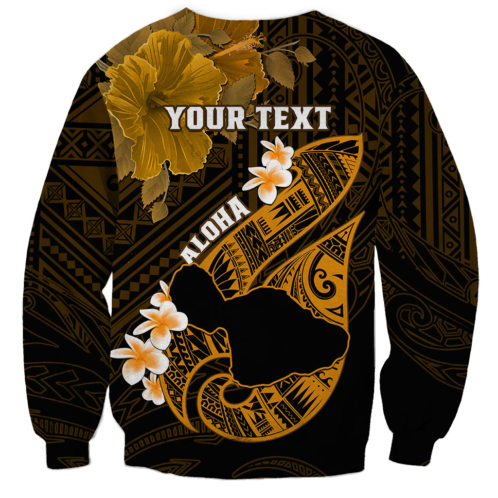 Personalized Hawaii Maui Sweatshirt Polynesian Fish Hook Hibiscus Gold Version LT05 - Polynesian Pride