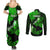 Hawaii Maui Couples Matching Summer Maxi Dress and Long Sleeve Button Shirts Polynesian Fish Hook Hibiscus Green Version LT05 - Polynesian Pride