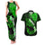 Hawaii Maui Couples Matching Tank Maxi Dress and Hawaiian Shirt Polynesian Fish Hook Hibiscus Green Version LT05 Green - Polynesian Pride