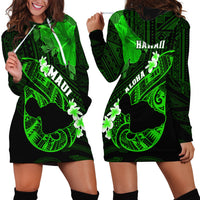 Hawaii Maui Hoodie Dress Polynesian Fish Hook Hibiscus Green Version LT05 - Polynesian Pride
