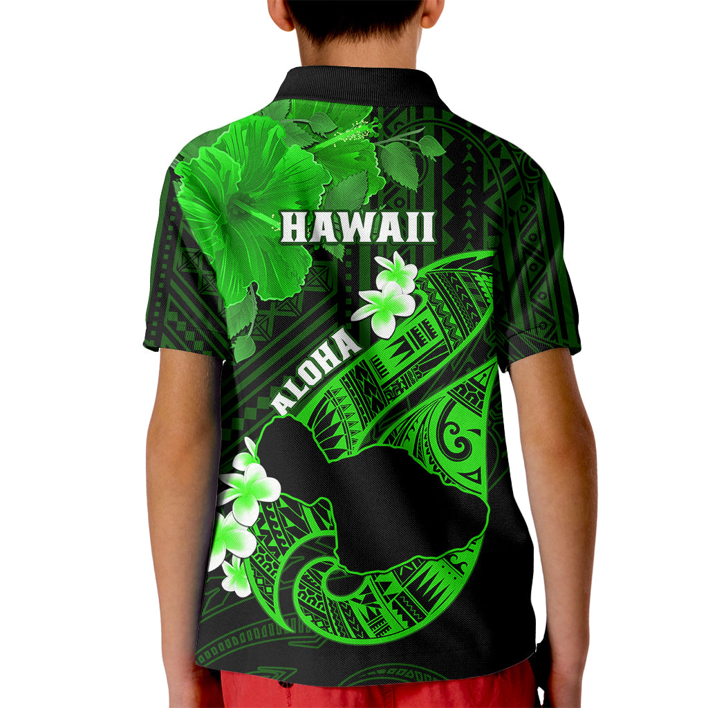 Hawaii Maui Kid Polo Shirt Polynesian Fish Hook Hibiscus Green Version LT05 - Polynesian Pride