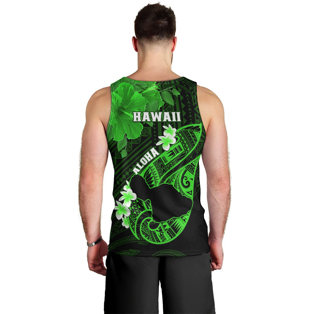 Hawaii Maui Men Tank Top Polynesian Fish Hook Hibiscus Green Version LT05 - Polynesian Pride