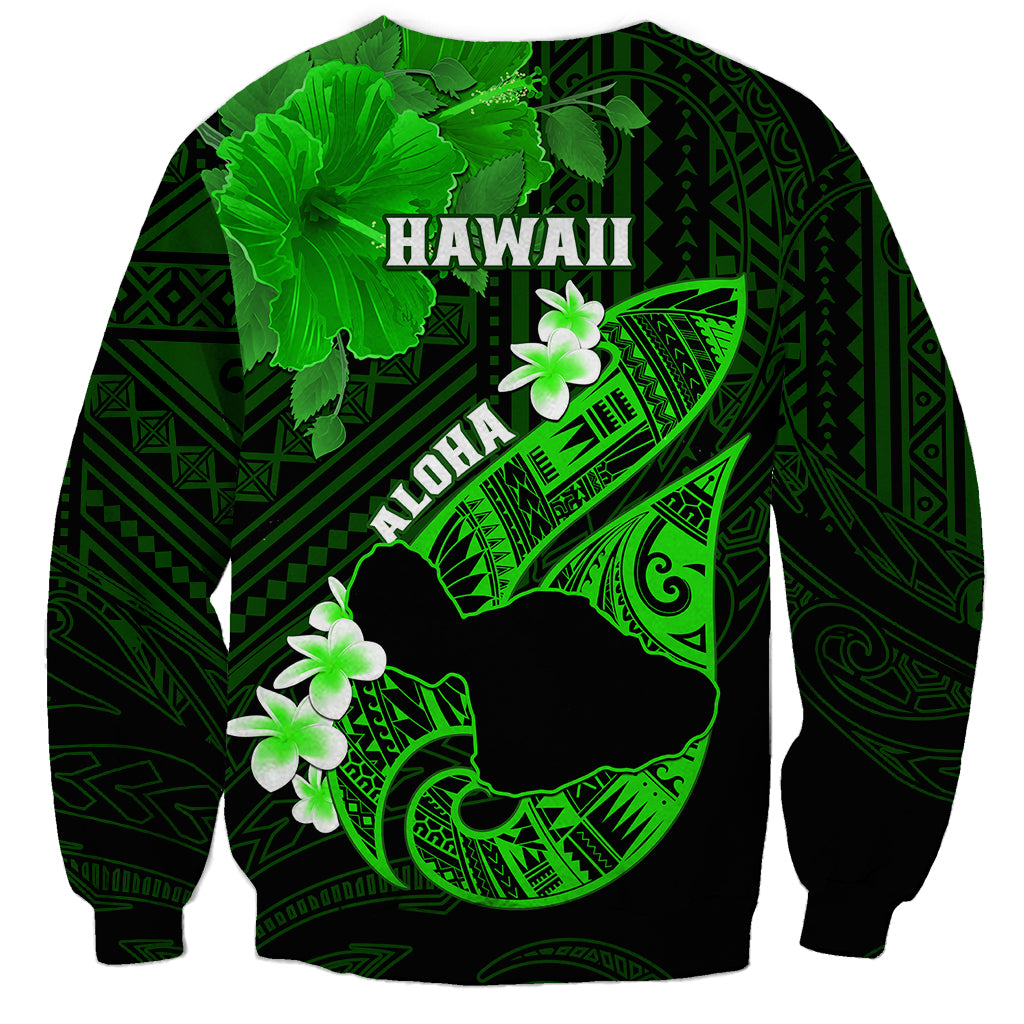 Hawaii Maui Sweatshirt Polynesian Fish Hook Hibiscus Green Version LT05 - Polynesian Pride