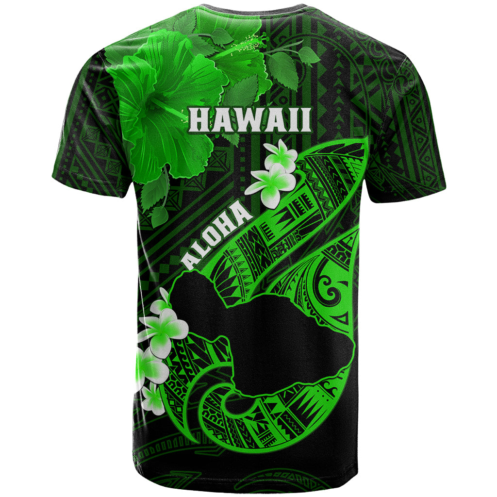 Hawaii Maui T Shirt Polynesian Fish Hook Hibiscus Green Version LT05 - Polynesian Pride