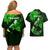 Personalized Hawaii Maui Couples Matching Off Shoulder Short Dress and Hawaiian Shirt Polynesian Fish Hook Hibiscus Green Version LT05 - Polynesian Pride