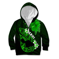Personalized Hawaii Maui Kid Hoodie Polynesian Fish Hook Hibiscus Green Version LT05 Zip Hoodie Green - Polynesian Pride