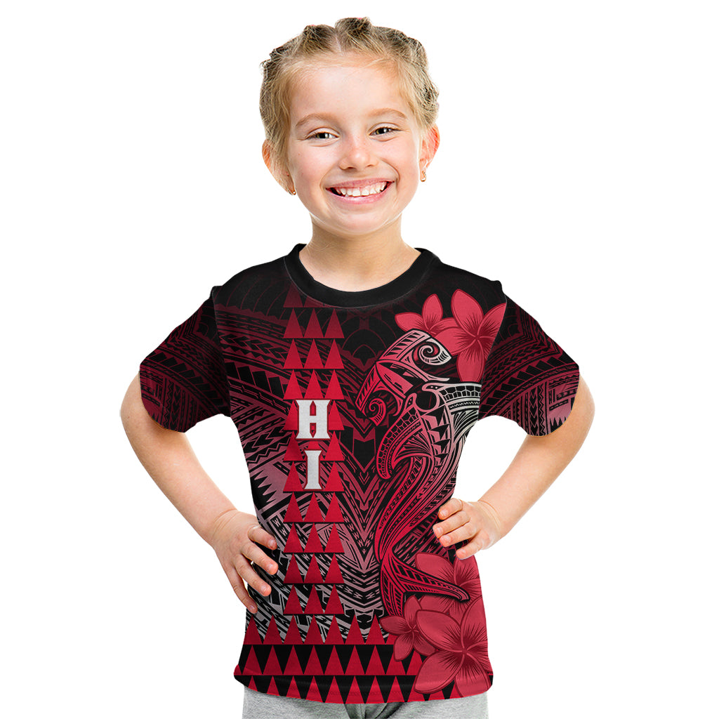 Personalized Hawaii Kid T Shirt Hammerhead Shark Kakau Polynesian Tribal Red LT05 Red - Polynesian Pride