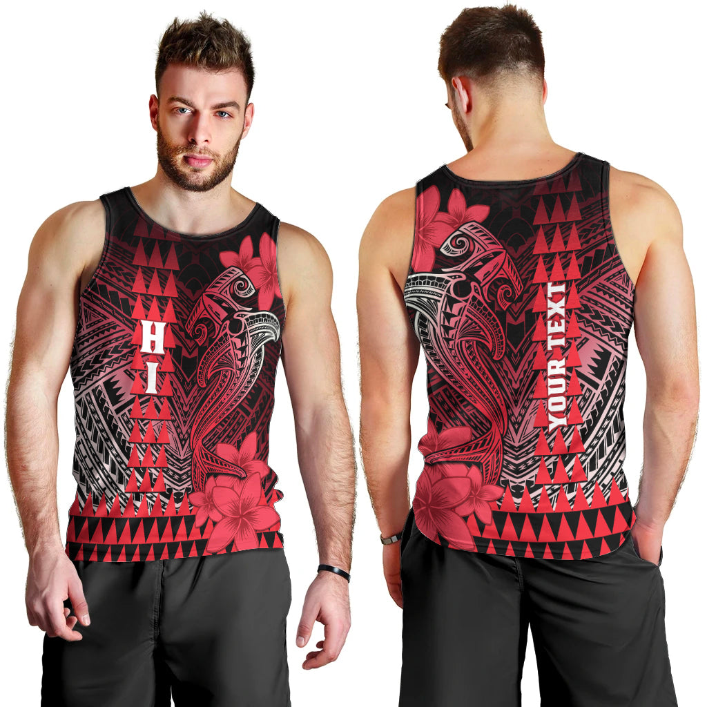 Personalized Hawaii Men Tank Top Hammerhead Shark Kakau Polynesian Tribal Red LT05 - Polynesian Pride
