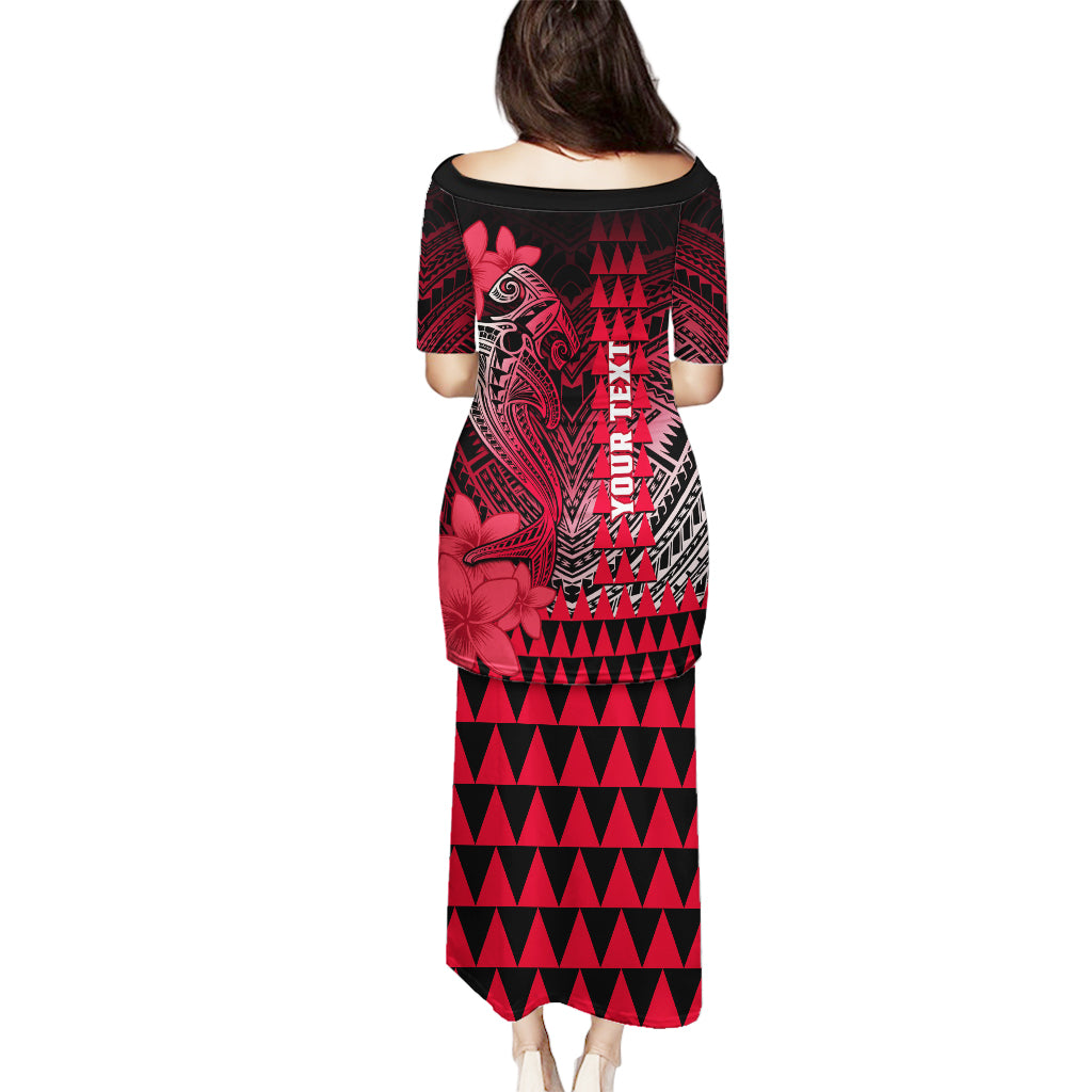 Personalized Hawaii Puletasi Hammerhead Shark Kakau Polynesian Tribal Red LT05 - Polynesian Pride