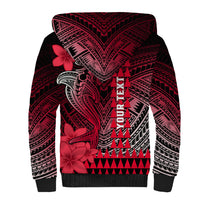 Personalized Hawaii Sherpa Hoodie Hammerhead Shark Kakau Polynesian Tribal Red LT05 - Polynesian Pride