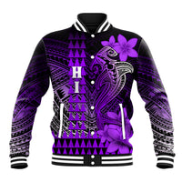 Personalized Hawaii Baseball Jacket Hammerhead Shark Kakau Polynesian Tribal Purple LT05 Unisex Purple - Polynesian Pride