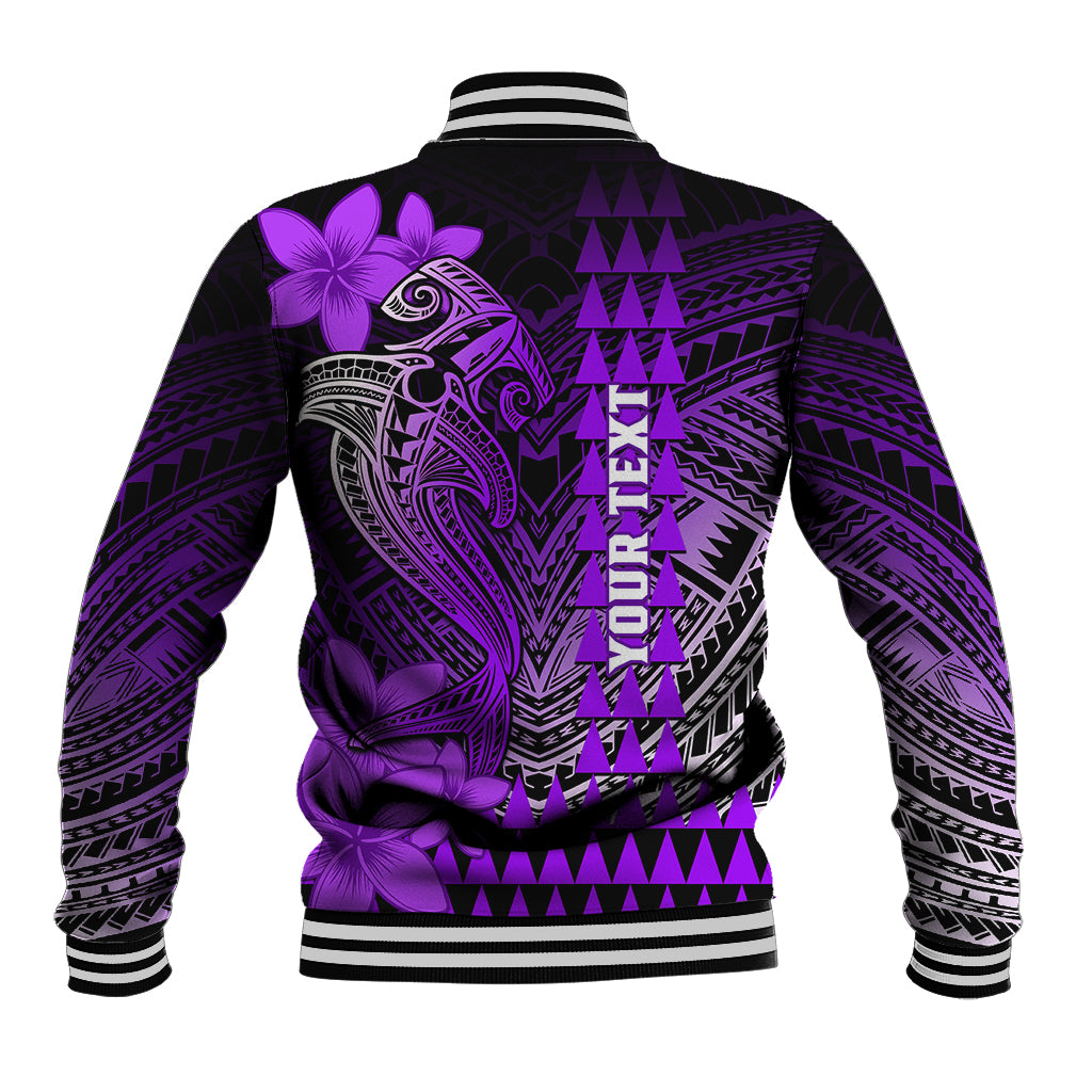 Personalized Hawaii Baseball Jacket Hammerhead Shark Kakau Polynesian Tribal Purple LT05 - Polynesian Pride