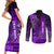 Personalized Hawaii Couples Matching Short Sleeve Bodycon Dress and Long Sleeve Button Shirts Hammerhead Shark Kakau Polynesian Tribal Purple LT05 - Polynesian Pride