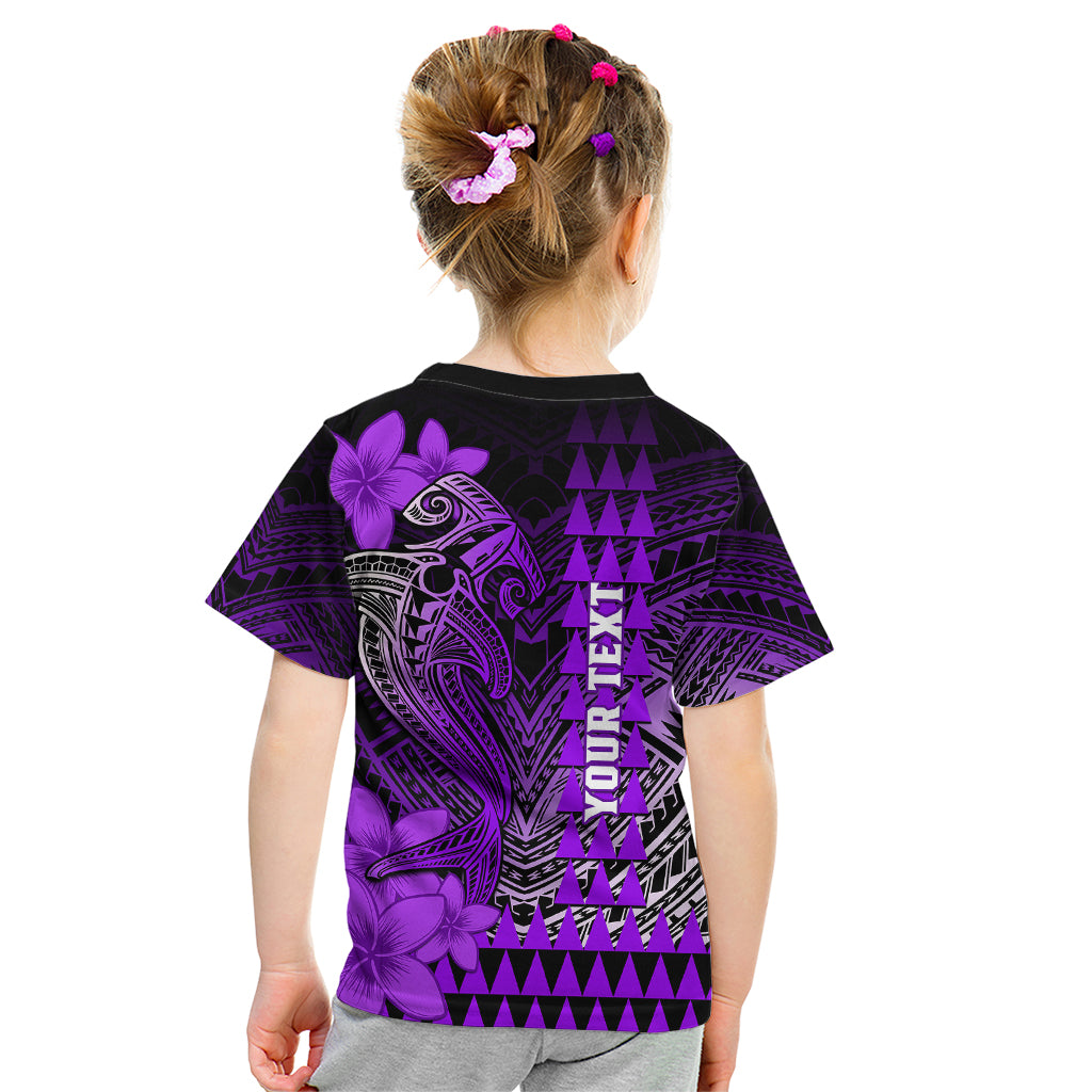 Personalized Hawaii Kid T Shirt Hammerhead Shark Kakau Polynesian Tribal Purple LT05 - Polynesian Pride