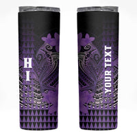 Personalized Hawaii Skinny Tumbler Hammerhead Shark Kakau Polynesian Tribal Purple