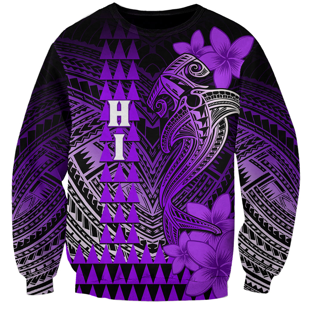 Personalized Hawaii Sweatshirt Hammerhead Shark Kakau Polynesian Tribal Purple LT05 Unisex Purple - Polynesian Pride