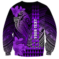 Personalized Hawaii Sweatshirt Hammerhead Shark Kakau Polynesian Tribal Purple LT05 - Polynesian Pride