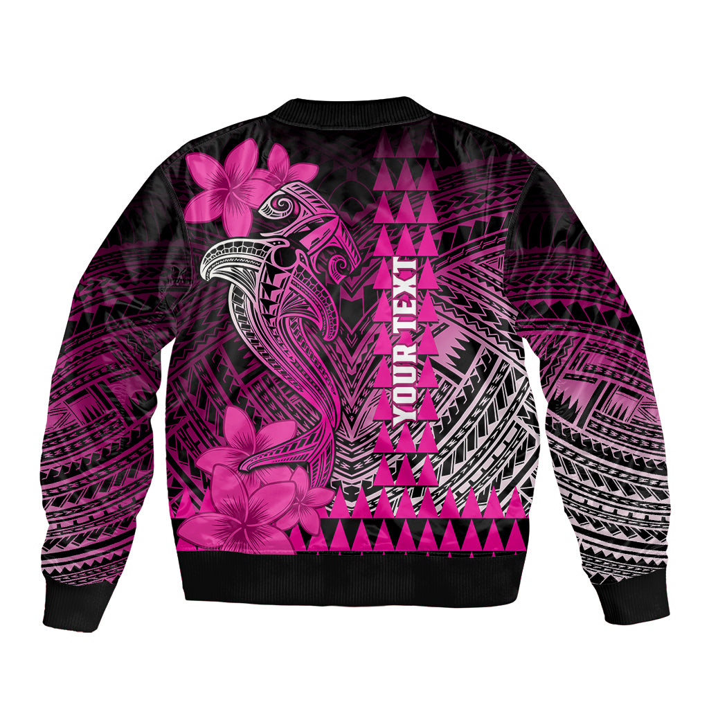 Personalized Hawaii Bomber Jacket Hammerhead Shark Kakau Polynesian Tribal Pink LT05 - Polynesian Pride