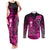 Personalized Hawaii Couples Matching Tank Maxi Dress and Long Sleeve Button Shirts Hammerhead Shark Kakau Polynesian Tribal Pink LT05 Pink - Polynesian Pride