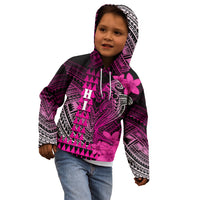 Personalized Hawaii Kid Hoodie Hammerhead Shark Kakau Polynesian Tribal Pink LT05 - Polynesian Pride