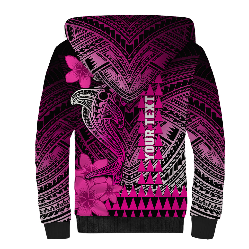 Personalized Hawaii Sherpa Hoodie Hammerhead Shark Kakau Polynesian Tribal Pink LT05 - Polynesian Pride