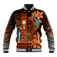 Personalized Hawaii Baseball Jacket Hammerhead Shark Kakau Polynesian Tribal Orange LT05 Unisex Orange - Polynesian Pride