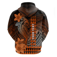 Personalized Hawaii Hoodie Hammerhead Shark Kakau Polynesian Tribal Orange LT05 - Polynesian Pride